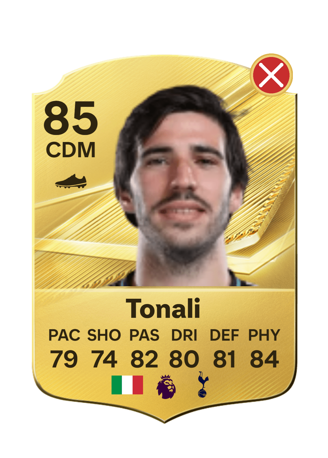Same player card with no Chemistry Style applied